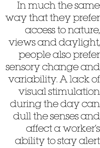 In much the same way that they prefer access to nature, views and daylight, people also prefer sensory change and var...