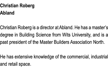 Christian Roberg Abland Christian Roberg is a director at Abland. He has a master’s degree in Building Science from W...