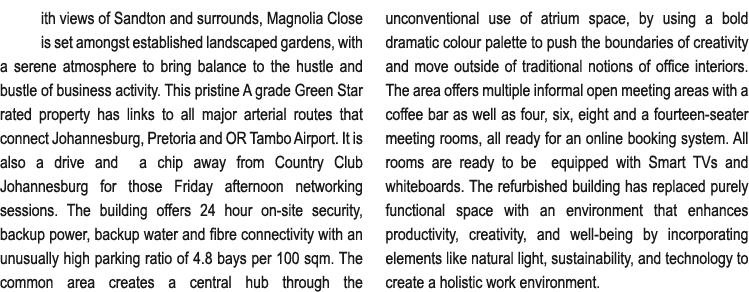 ith views of Sandton and surrounds, Magnolia Close is set amongst established landscaped gardens, with a serene atmos...