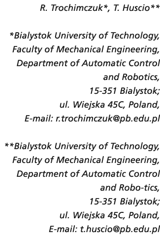 R. Trochimczuk*, T. Huscio** *Bialystok University of Technology, Faculty of Mechanical Engineering, Department of Au...